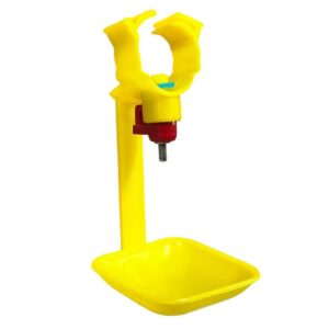 BEBEDERO AUTOMATICO PARA AVES TIPO NIPLE CON BANDEJA (AMARILLO) 14,5*7,5*6,6