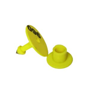 ARETE REDONDO NUMERADO (1-100)  AMARILLO PARA BOVINOS, CAPRINOS, OVINOS Y PORCINOS
