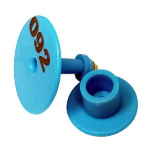 ARETE REDONDO NUMERADO (1-100)  AZUL PARA BOVINOS, CAPRINOS, OVINOS Y PORCINOS