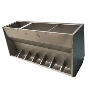 COMEDERO PARA CERDOS AUT. ACERO INOX 14 HUECOS DOBLE (ENGORDE)