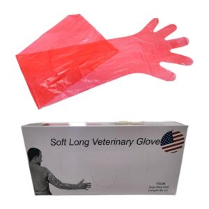 GUANTE DE PALPACION E INSEMINACION ROJO (100 UND)